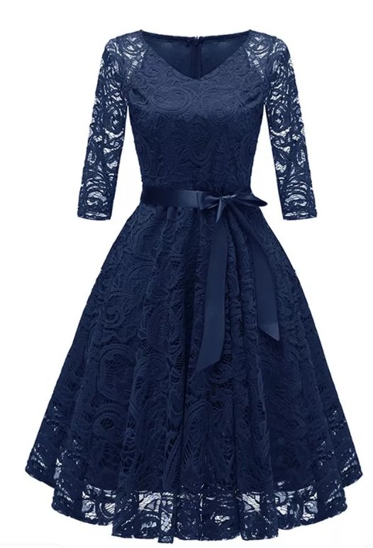 Sininen Pitsi Plus-Koon Vintage-Mekko