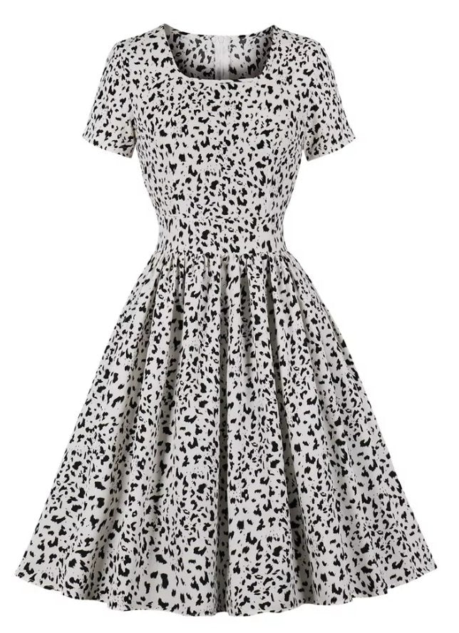Vintage Plus Size Korkeavyötäröinen Mekko Valkoinen