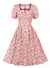 Vintage Plus Size Korkeavyötäröinen Mekko Vaaleanpunainen