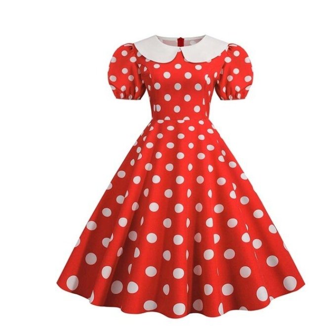 Plus-Kokoinen Vintage-Mekko, Jossa Puhvihihat