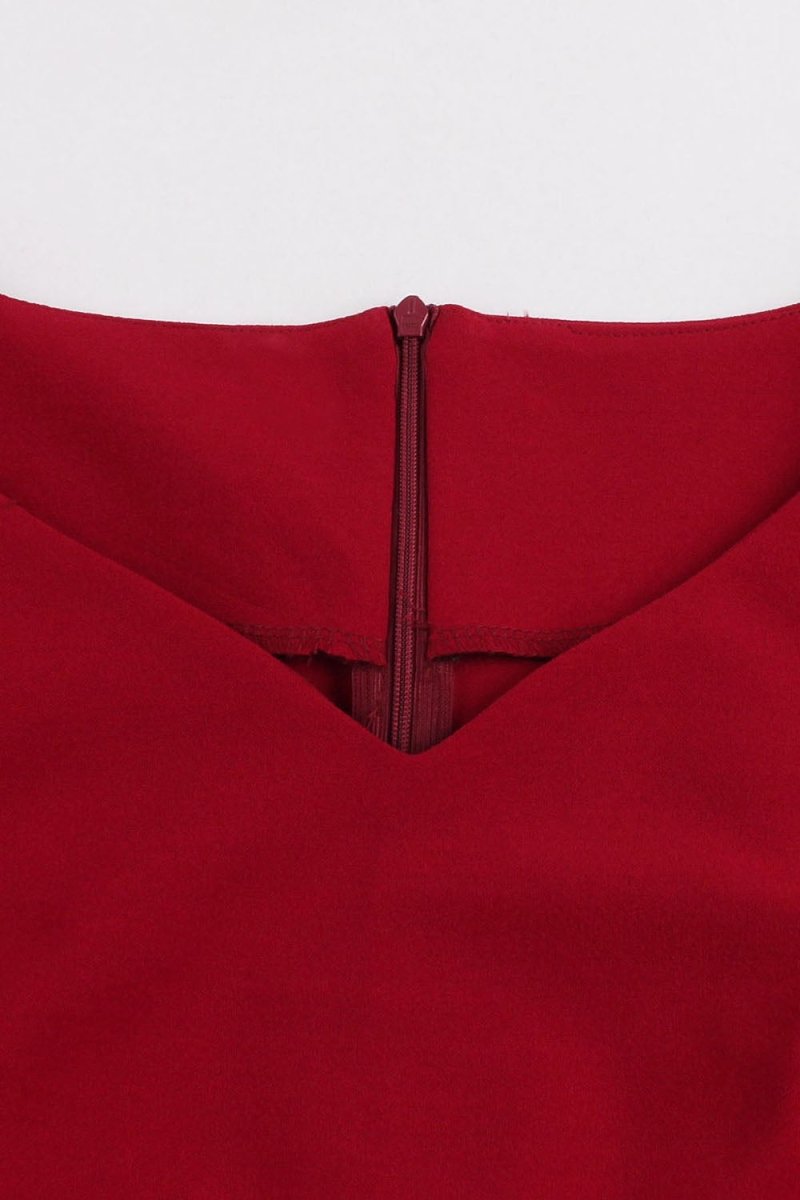 Vintage Plus-Koon Pitkähihainen Punainen Mekko