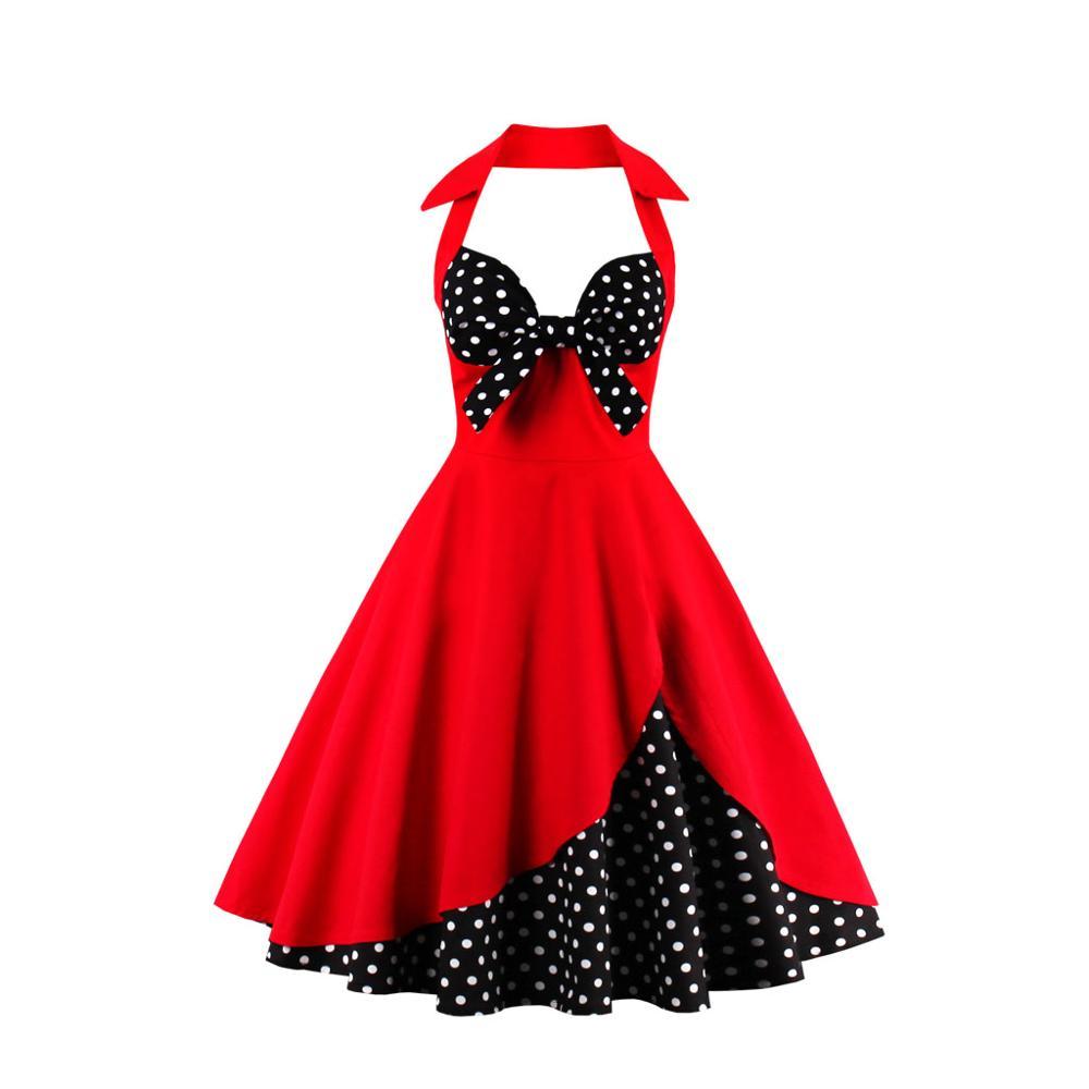 Plus-Koon Vintage-Mekko, Musta Punainen Pilkku