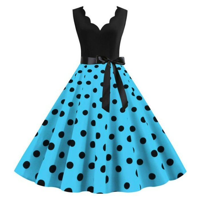 Sininen Plus-Koon Vintage Mekko