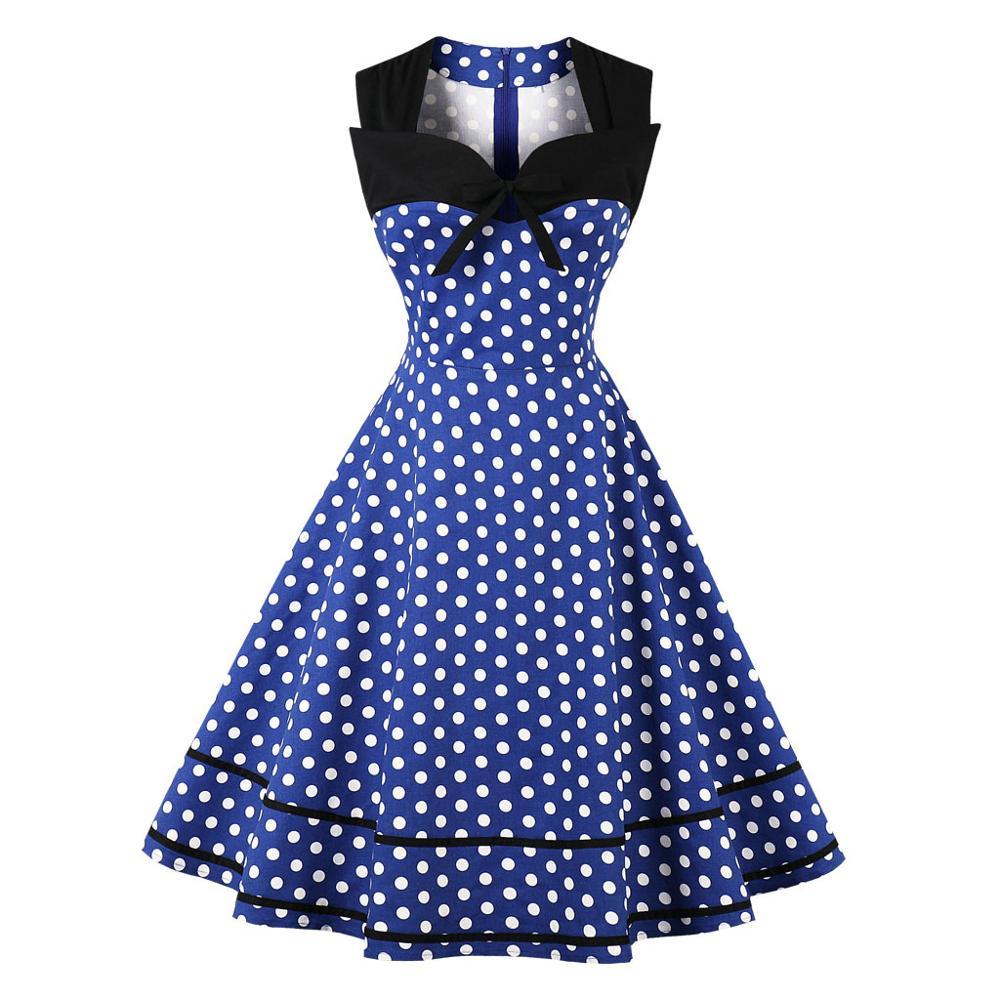 Vintage Plus Size Retro Mekko Sininen