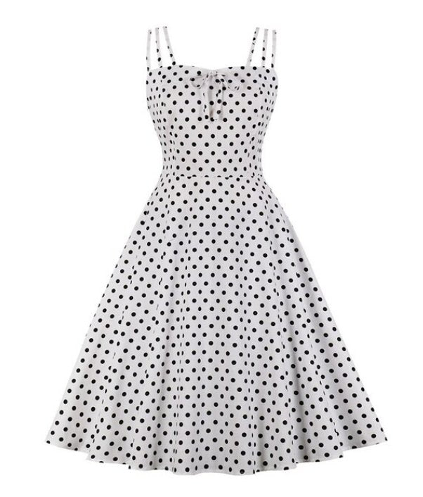 Vintage Plus-Koon Valkoinen Rockabilly-Mekko