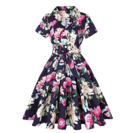 Vintage Plus Size Rockabilly Flowers -Mekko