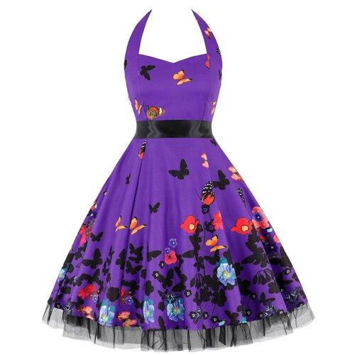 Vintage Plus Size Rockabilly-Mekko, Violetti