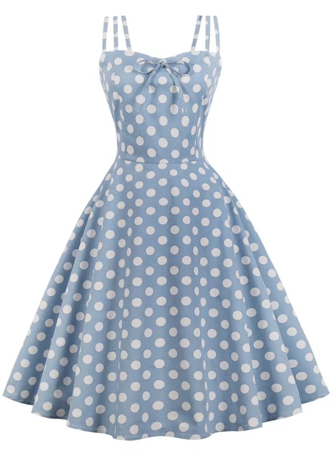 Vintage Plus-Koon Seksikäs Sininen Mekko