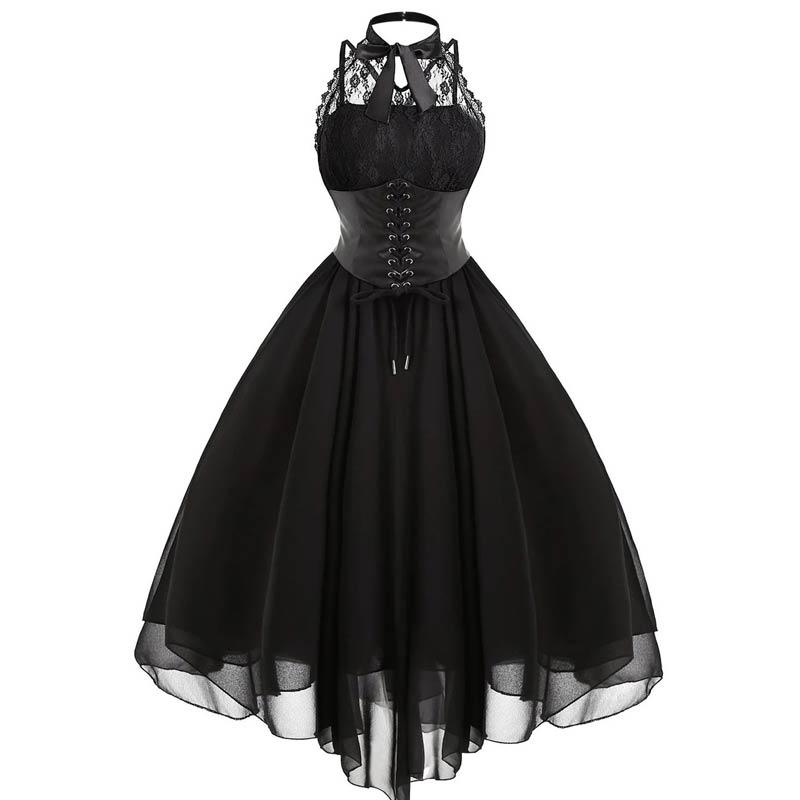 Vintage Plus Size Steampunk -Mekko, Musta
