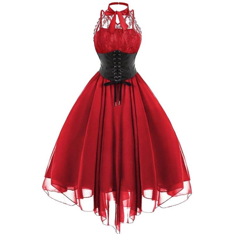 Vintage Plus Size Steampunk Punainen Mekko