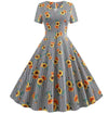 Vintage Harmaa Raidallinen Mekko