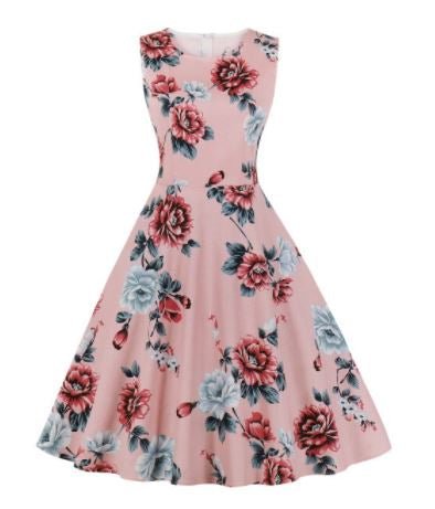 Vintage Hepburn Vaaleanpunainen Mekko