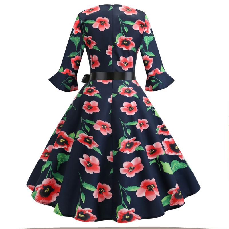 Vintage Musta Winter Poppies -Mekko
