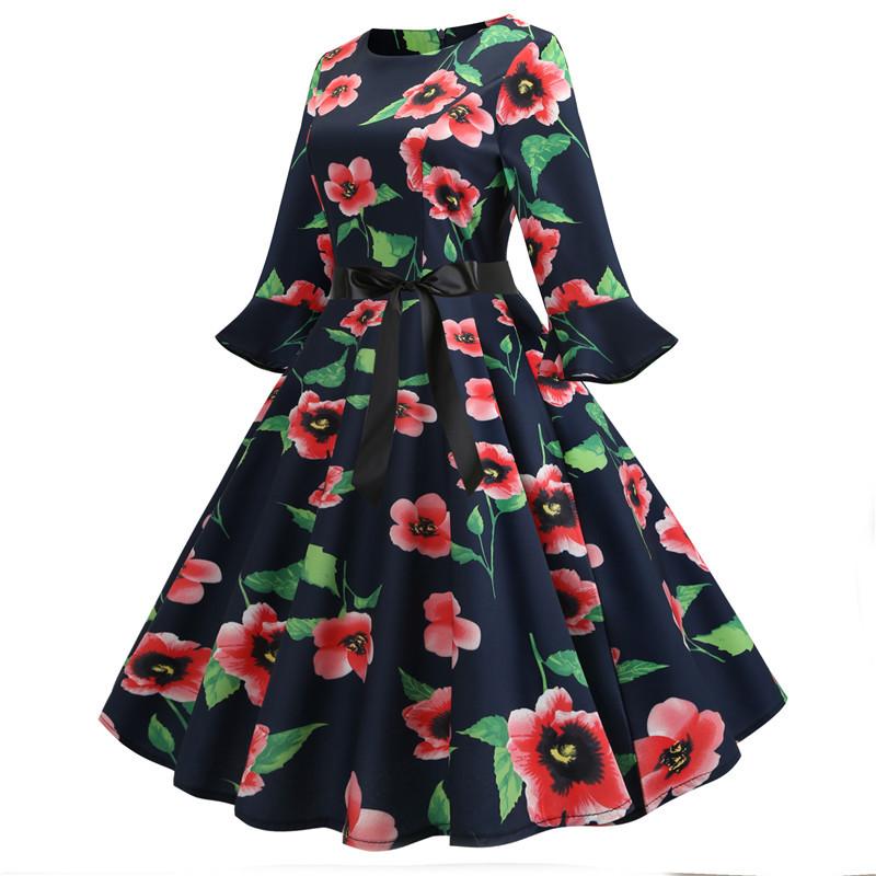 Vintage Musta Winter Poppies -Mekko