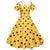 Vintage Keltainen Mekko Mustilla Pilkuilla