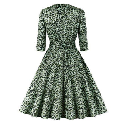 Vintage Vihreä Leopardimekko