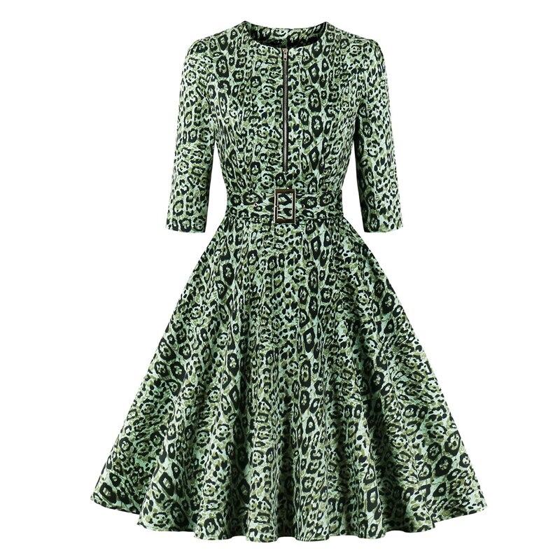 Vintage Vihreä Leopardimekko