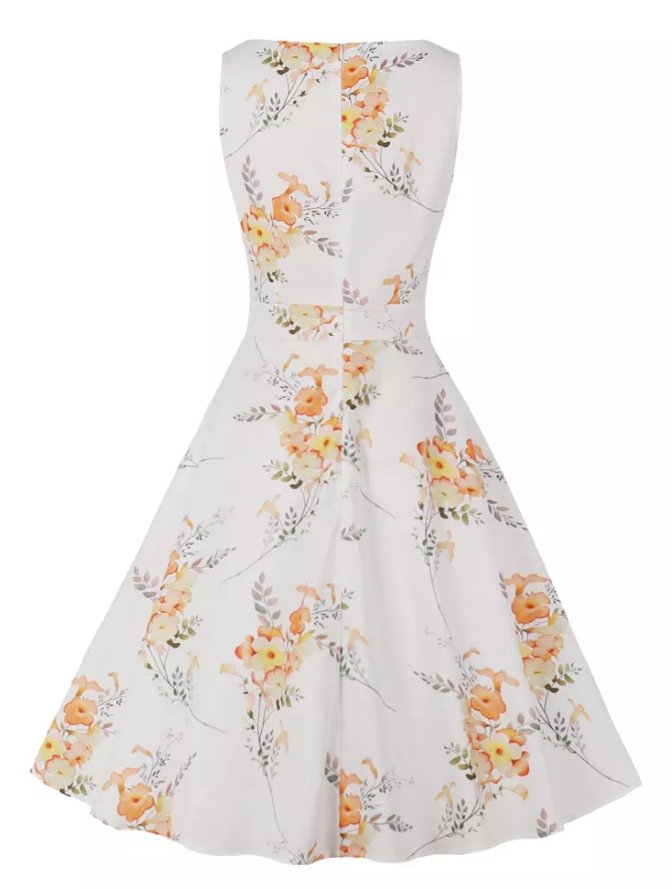 Vintage Pitkä 50-Luvun Valkoinen Mekko