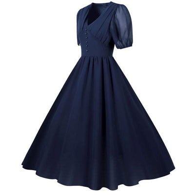 Vintage Pitkä 50-Luvun Sininen Mekko