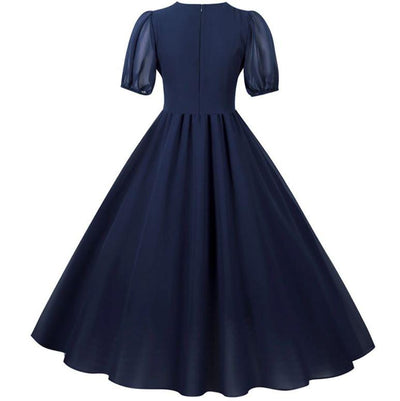 Vintage Pitkä 50-Luvun Sininen Mekko