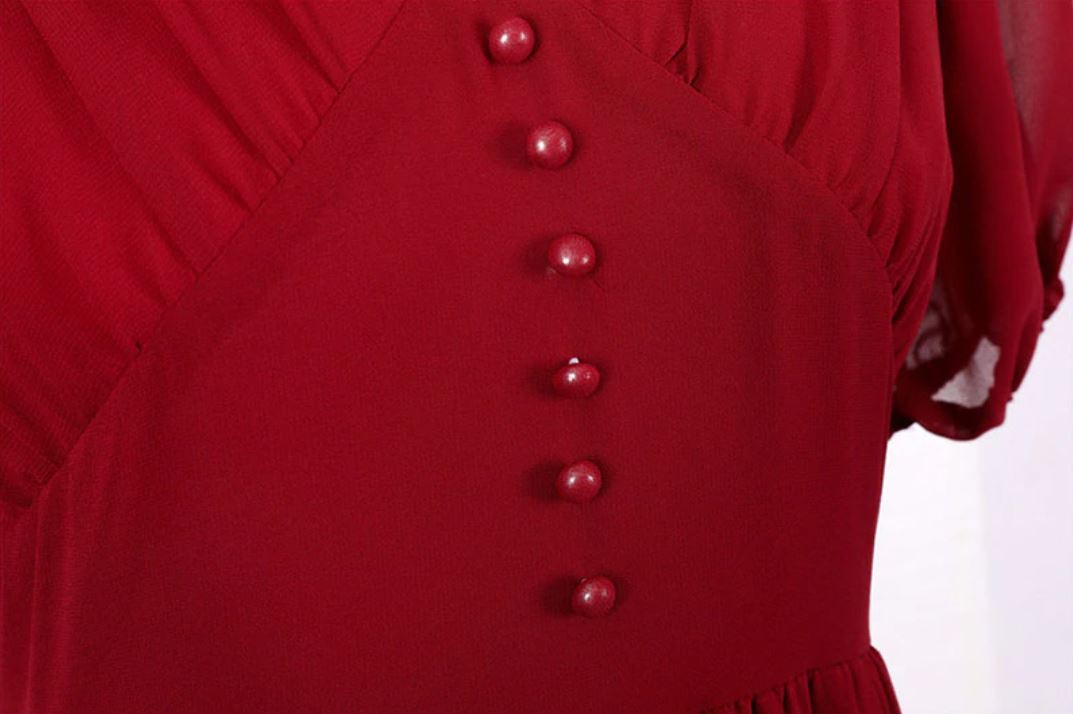 Vintage Pitkä Mekko 50-Luvun Burgundia