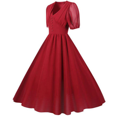 Vintage Pitkä Mekko 50-Luvun Burgundia
