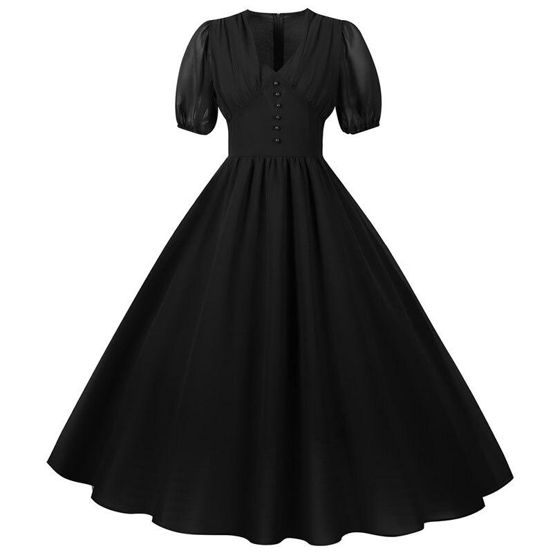 Vintage Pitkä 50-Luvun Musta Mekko