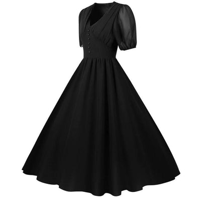 Vintage Pitkä 50-Luvun Musta Mekko