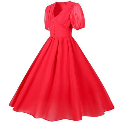 Vintage Pitkä 50-Luvun Punainen Mekko