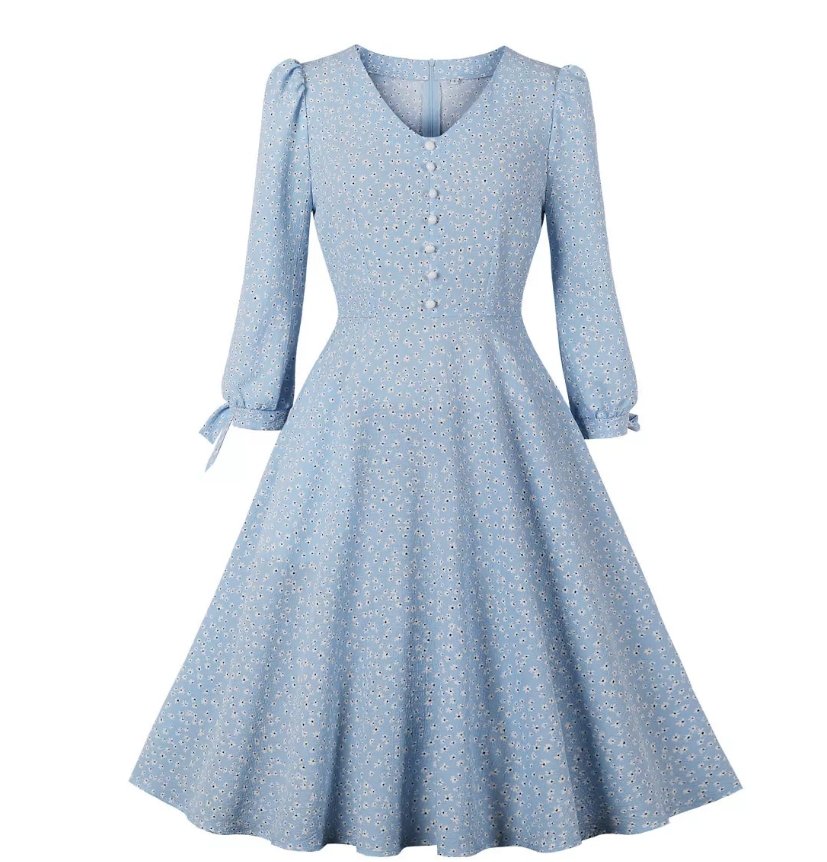 Vintage Pitkä Boho Flowers -Mekko