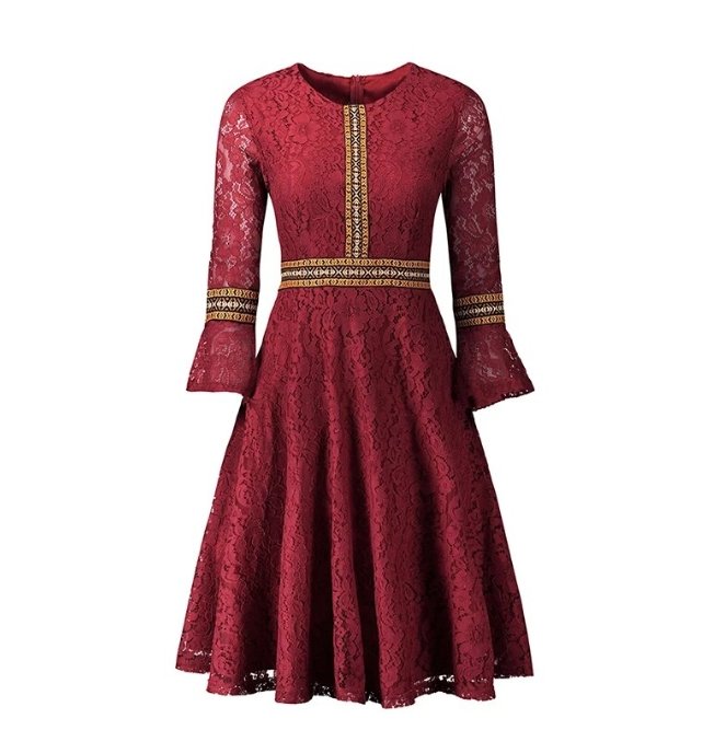 Vintage Pitkä Boho Punainen Mekko