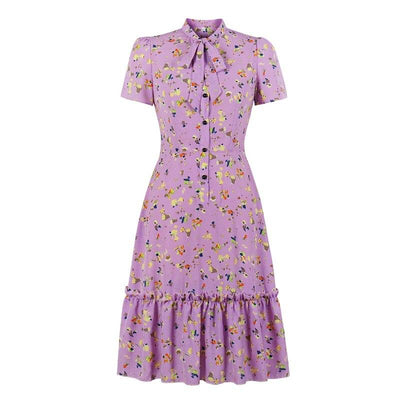 Laventelin Lyhythihainen Vintage-Mekko