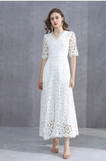 Vintage Valkoinen Syksyn Häämekko