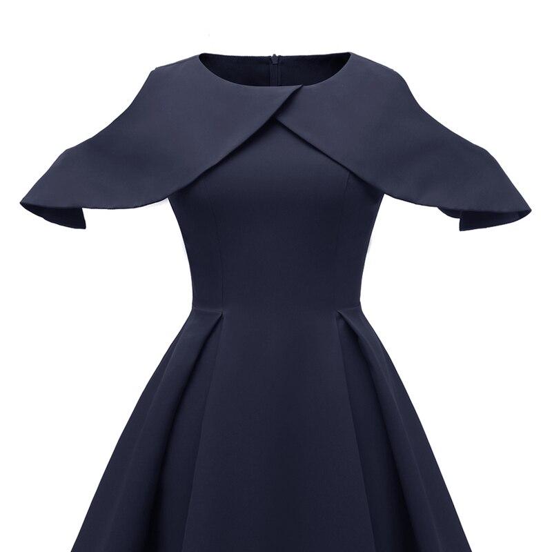 Vintage Laivastonsininen Mekko Röyhelökaulus