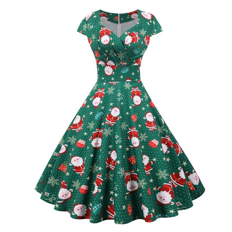 Vihreä Plus-Koon Vintage-Joulumekko