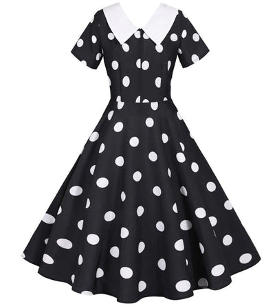 Musta Vintage Mekko Valkoisilla Pilkuilla