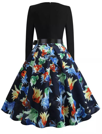 Vintage Pin Up Blue Flower -Mekko