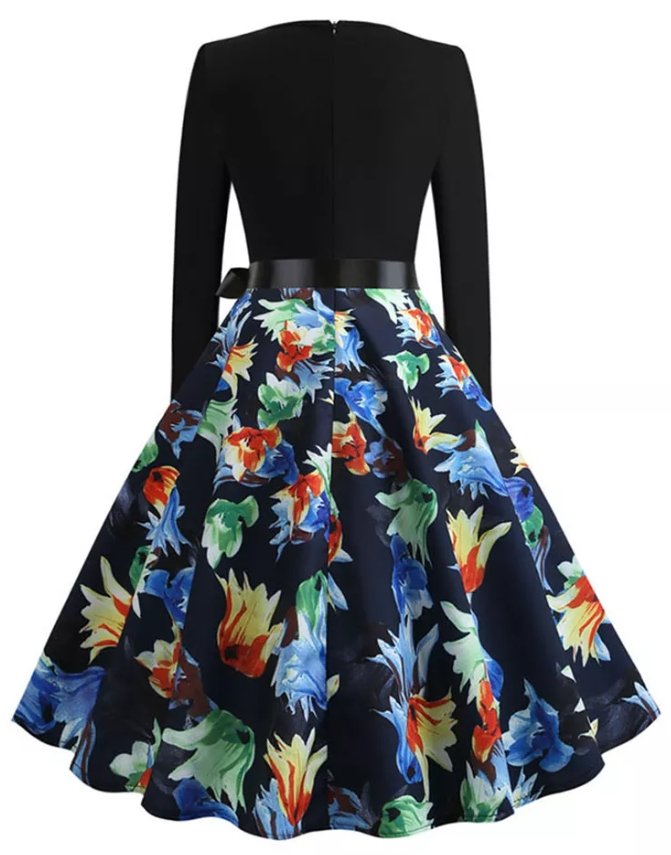 Vintage Pin Up Blue Flower -Mekko