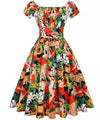 Valkoinen Plus-Kokoinen Vintage Pin Up -Mekko