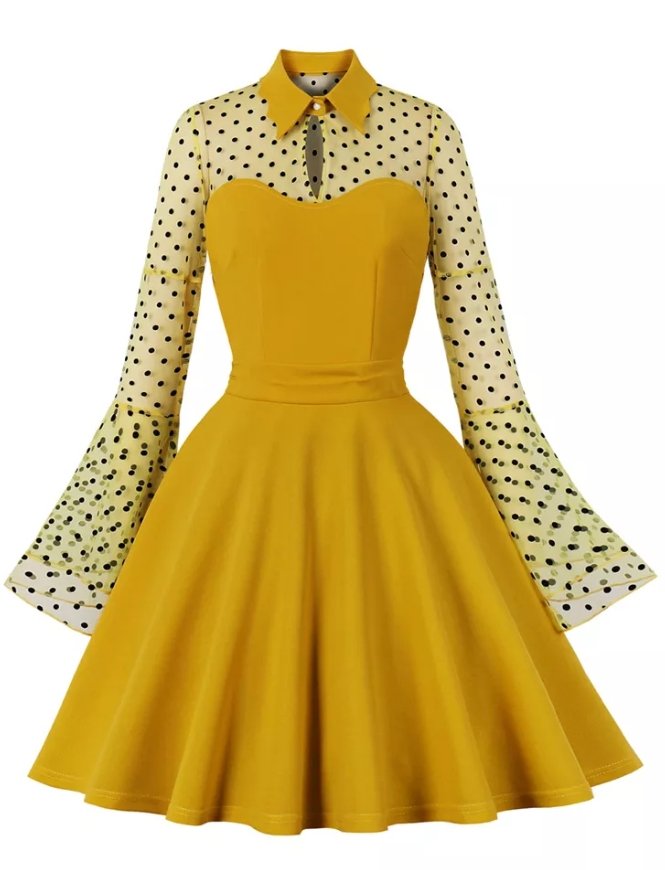 Vintage Pin Up -Mekko Plus-Koon Keltainen
