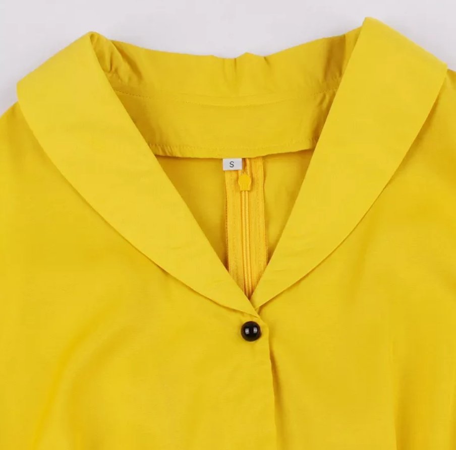 Vintage Pin Up Keltainen Mekko