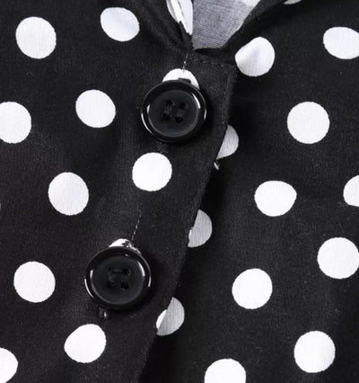 Vintage Musta Pilkkupintainen Mekko