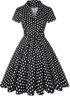 Vintage Musta Pilkkupintainen Mekko