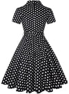 Vintage Musta Pilkkupintainen Mekko