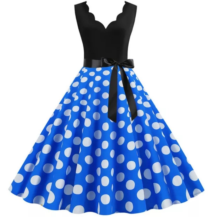 Vintage Pin Up -Mekko, Valkoinen Pilkku