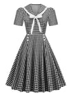 Vintage Pin Up -Ruudullinen Mekko, Musta