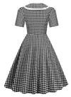Vintage Pin Up -Ruudullinen Mekko, Musta