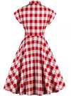 Vintage Pin Up -Punainen Ruudullinen Mekko