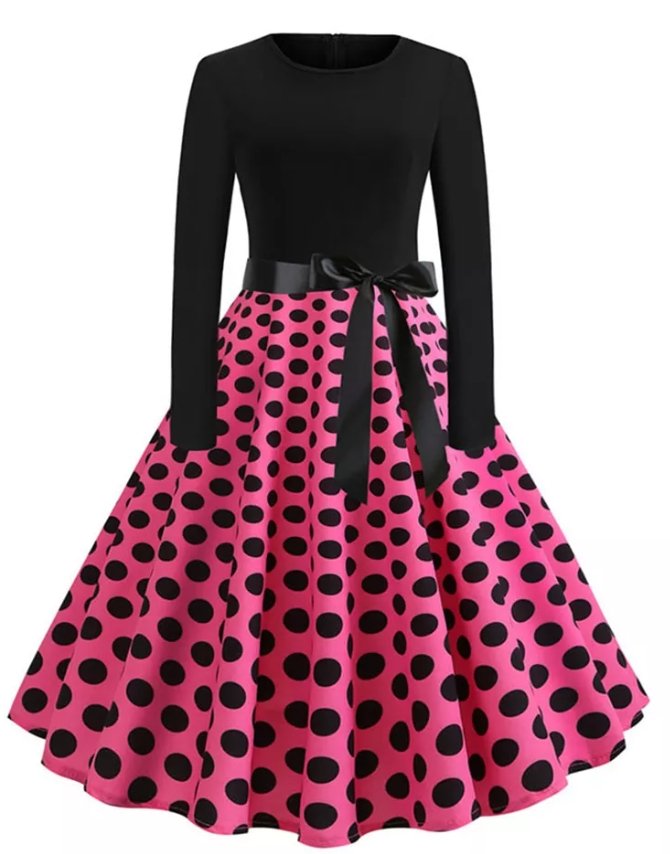 Vintage Pin Up -Mekko, Vaaleanpunaisia Pisteitä