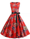 Vintage Pin Up -Mekko Punaisia Kukkia
